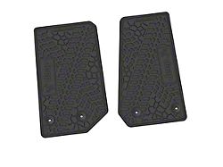 FLEXTREAD Factory Floorpan Fit Tire Tread/Scorched Earth Scene Front Floor Mats with JEEP Wave Insert; Black (14-18 Jeep Wrangler JK 2-Door)