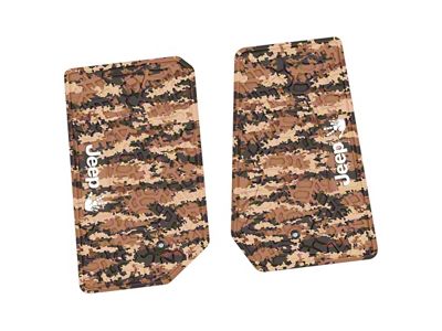 FLEXTREAD Factory Floorpan Fit Tire Tread/Scorched Earth Scene Front Floor Mats with White JEEP Wave Insert; Cyberflage Camouflage (07-13 Jeep Wrangler JK 2-Door)