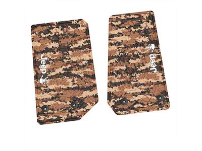 FLEXTREAD Factory Floorpan Fit Tire Tread/Scorched Earth Scene Front Floor Mats with White JEEP Wave Insert; Cyberflage Camouflage (14-18 Jeep Wrangler JK 2-Door)