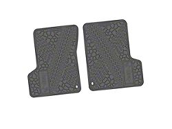 FLEXTREAD Factory Floorpan Fit Tire Tread/Scorched Earth Scene Front Floor Mats with JEEP Wave Insert; Gray (97-06 Jeep Wrangler TJ)