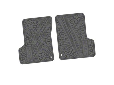 FLEXTREAD Factory Floorpan Fit Tire Tread/Scorched Earth Scene Front Floor Mats with JEEP Wave Insert; Gray (97-06 Jeep Wrangler TJ)