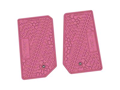 FLEXTREAD Factory Floorpan Fit Tire Tread/Scorched Earth Scene Front Floor Mats with JEEP Wave Insert; Pink (07-13 Jeep Wrangler JK 2-Door)