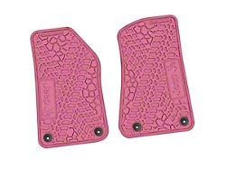 FLEXTREAD Factory Floorpan Fit Tire Tread/Scorched Earth Scene Front Floor Mats with JEEP Wave Insert; Pink (18-24 Jeep Wrangler JL 2-Door)