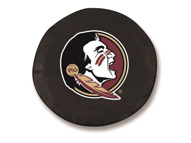 Florida State University Head Spare Tire Cover; Black (66-18 Jeep CJ5, CJ7, Wrangler YJ, TJ & JK)