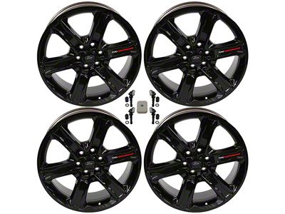 Ford Performance Six Spoke Gloss Black 6-Lug 4-Wheel Kit with TPMS Sensors; 22x9.5; 44mm Offset (22-24 Bronco Raptor)