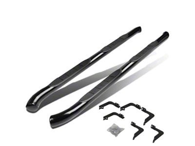 3-Inch Round Side Step Bars; Black (05-21 Frontier King Cab)