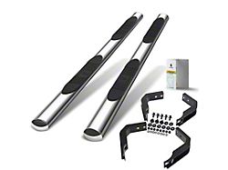 4-Inch Oval Straight Side Step Bars; Chrome (05-25 Frontier Crew Cab)