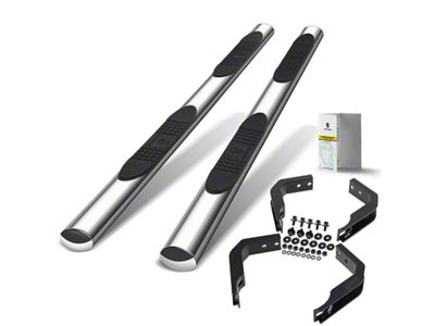 4-Inch Oval Straight Side Step Bars; Chrome (05-24 Frontier Crew Cab)