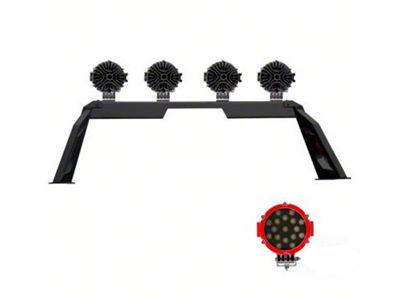 Armour Roll Bar with 7-Inch Red Round LED Lights; Black (05-21 Frontier)