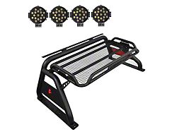 Atlas Roll Bar with 7-Inch Black Round LED Lights; Black (05-21 Frontier)