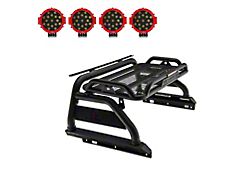 Atlas Roll Bar with 7-Inch Black Round LED Lights; Black (05-21 Frontier)