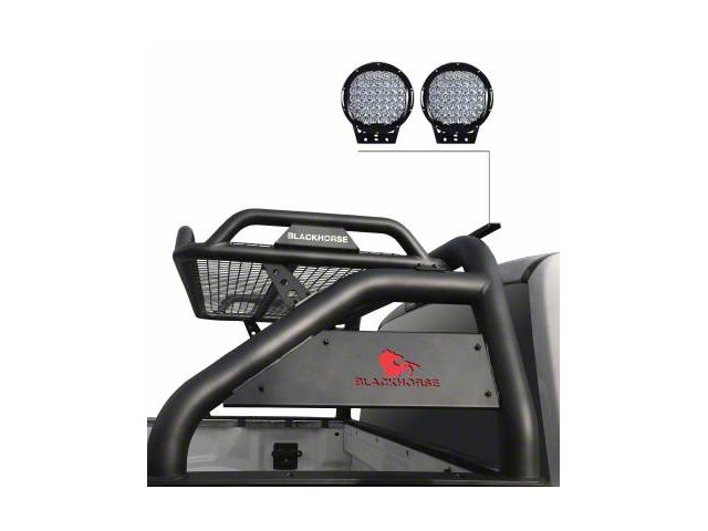 Atlas Roll Bar with 9-Inch Black Round LED Lights; Black (05-21 Frontier)