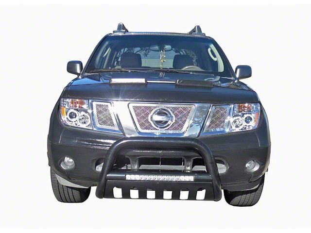 Bull Bar with Skid Plate and 20-Inch LED Light Bar; Black (05-21 Frontier)