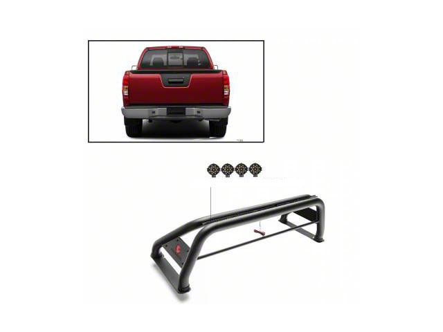 Classic Roll Bar with 7-Inch Black Round LED Lights; Black (05-21 Frontier)