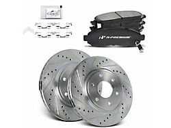 Drilled and Slotted 6-Lug Brake Rotor and Pad Kit; Front (05-19 2.5L Frontier)