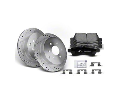 Drilled and Slotted 6-Lug Brake Rotor and Pad Kit; Rear (05-19 Frontier)