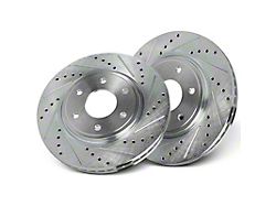 Drilled and Slotted 6-Lug Rotors; Front Pair (05-19 2.5L Frontier)