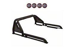 Gladiator Roll Bar with 5.30-Inch Red Round Flood LED Lights; Black (05-21 Frontier)