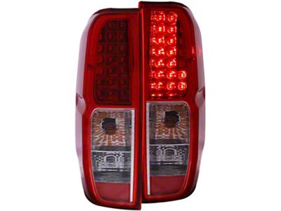 LED Tail Lights; Chrome Housing; Red Clear Lens (05-21 Frontier)