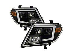 Light Bar DRL Headlights; Black Housing; Clear Lens (09-21 Frontier)