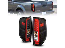 Light Bar LED Tail Lights; Black Housing; Clear Lens (05-21 Frontier)