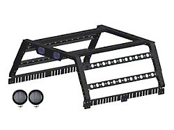 Overland Utility Bed Rack with Black 5.30-Inch Round LED Lights; Black (05-21 Frontier)