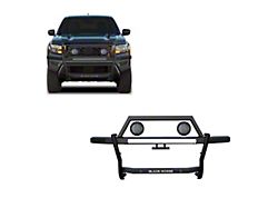 Rambler Grille Guard with 5.30-Inch Black Round Flood LED Lights; Matte Black (22-25 Frontier)