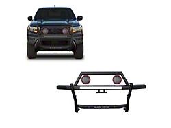 Rambler Grille Guard with 5.30-Inch Red Round Flood LED Lights; Matte Black (22-25 Frontier)