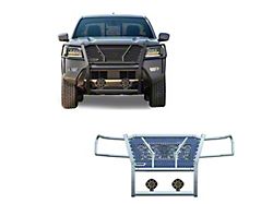 Rugged Heavy Duty Grille Guard with 7-Inch Black Round LED Lights; Black (22-24 Frontier)