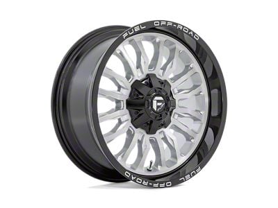 Fuel Wheels Arc Silver Brushed Face with Milled Black Lip 6-Lug Wheel; 20x9; 1mm Offset (21-24 Bronco, Excluding Raptor)