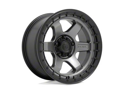 Fuel Wheels Block Matte Gunmetal with Black Ring 6-Lug Wheel; 17x9; -12mm Offset (22-24 Bronco Raptor)