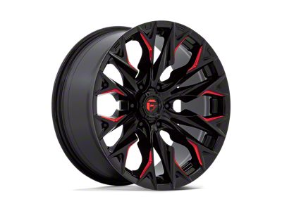 Fuel Wheels Flame Gloss Black Milled with Candy Red 6-Lug Wheel; 20x9; 1mm Offset (22-24 Bronco Raptor)