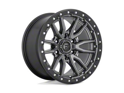 Fuel Wheels Rebel Matte Gunmetal with Black Bead Ring 6-Lug Wheel; 17x9; -12mm Offset (22-24 Bronco Raptor)