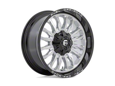 Fuel Wheels Arc Silver Brushed Face with Milled Black Lip Wheel; 20x9; 1mm Offset (84-01 Jeep Cherokee XJ)