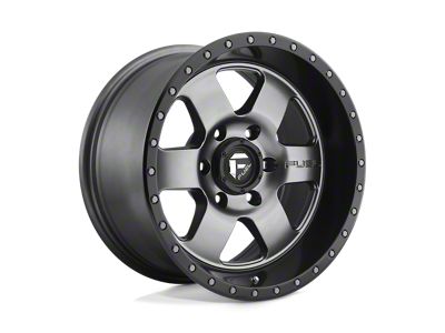 Fuel Wheels Podium Matte Gunmetal with Black Bead Ring Wheel; 17x9; 1mm Offset (76-86 Jeep CJ7)