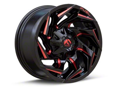 Fuel Wheels Reaction Gloss Black Milled with Red Tint Wheel; 18x9; 1mm Offset (76-86 Jeep CJ7)