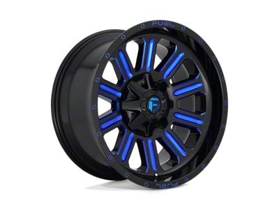 Fuel Wheels Hardline Gloss Black with Blue Tinted Clear Wheel; 18x9; 1mm Offset (20-24 Jeep Gladiator JT)