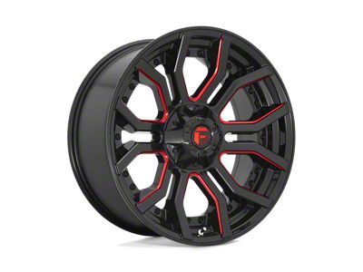 Fuel Wheels Rage Gloss Black with Red Tinted Clear Wheel; 20x9; 1mm Offset (20-24 Jeep Gladiator JT)