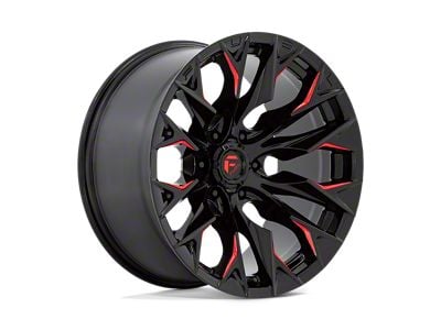 Fuel Wheels Flame Gloss Black Milled with Candy Red Wheel; 20x9; 1mm Offset (05-10 Jeep Grand Cherokee WK)