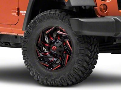 Fuel Wheels Reaction Gloss Black Milled with Red Tint Wheel; 18x9; -12mm Offset (07-18 Jeep Wrangler JK)