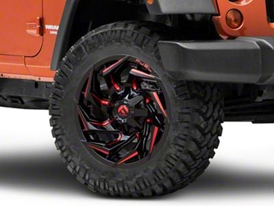 Fuel Wheels Reaction Gloss Black Milled with Red Tint Wheel; 20x10; -18mm Offset (07-18 Jeep Wrangler JK)