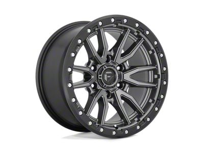 Fuel Wheels Rebel Matte Gunmetal with Black Bead Ring Wheel; 17x9; 1mm Offset (07-18 Jeep Wrangler JK)