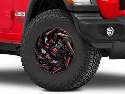 Fuel Wheels Reaction Gloss Black Milled with Red Tint Wheel; 17x9; -12mm Offset (18-25 Jeep Wrangler JL)