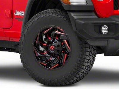 Fuel Wheels Reaction Gloss Black Milled with Red Tint Wheel; 17x9; 1mm Offset (18-25 Jeep Wrangler JL)