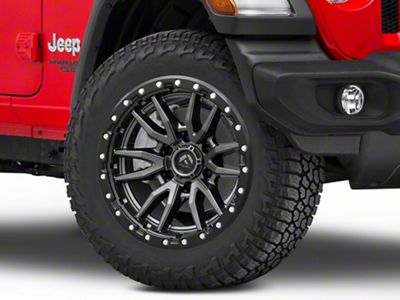 Fuel Wheels Rebel Matte Gunmetal with Black Bead Ring Wheel; 20x9; 1mm Offset (18-25 Jeep Wrangler JL)