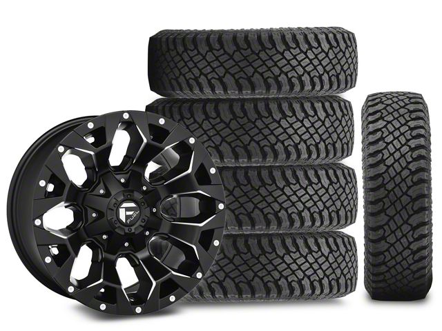 17x9 Fuel Assault Wheel & 33in Atturo All-Terrain Trail Blade X/T Tire Package; Set of 5 (18-24 Jeep Wrangler JL)