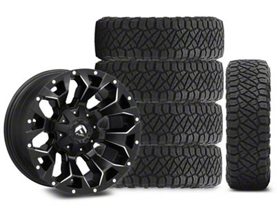 18x9 Fuel Assault Wheel & 33in NITTO All-Terrain Ridge Grappler A/T Tire Package; Set of 5 (18-24 Jeep Wrangler JL)