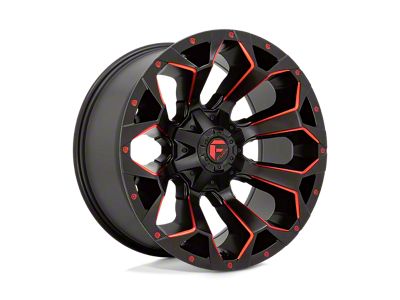 Fuel Wheels Assault Matte Black Red Milled 6-Lug Wheel; 18x9; 19mm Offset (04-15 Titan)