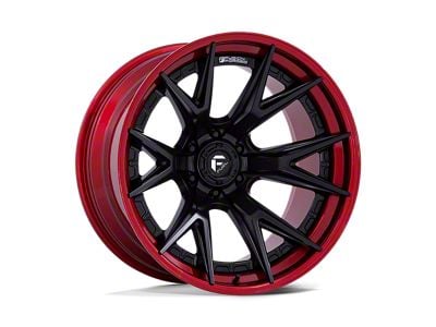 Fuel Wheels Catalyst Matte Black with Candy Red Lip 6-Lug Wheel; 24x12; -44mm Offset (04-15 Titan)