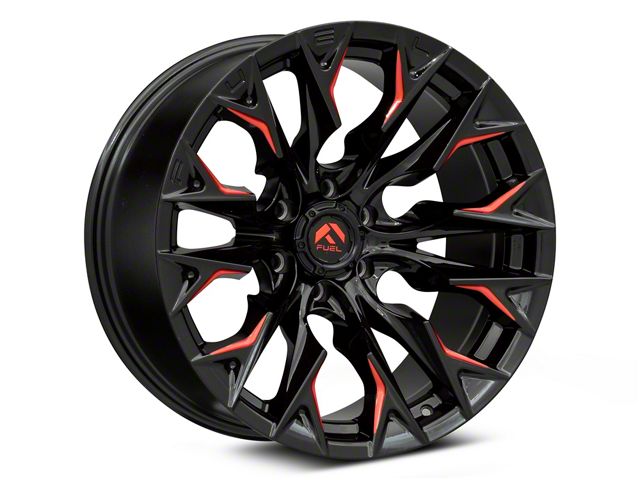 Fuel Wheels Flame Gloss Black Milled with Red Accents 6-Lug Wheel; 20x10; -18mm Offset (04-15 Titan)